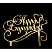 Happy Engagement Gold Acrylic Cake Topper Pk 1 