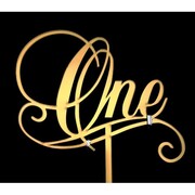 Gold One 1st Birthday Acrylic Cake Topper Pk 1