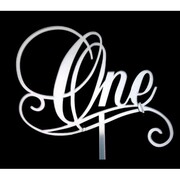 Silver One 1st Birthday Acrylic Cake Topper Pk 1
