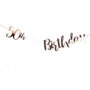 Rose Gold 50th Birthday Script Letter Banner