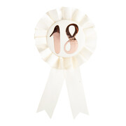 White/Cream & Rose Gold 18 Rosette Badge Award Ribbon Pk 1