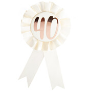 White/Cream & Rose Gold 40 Rosette Badge Award Ribbon Pk 1
