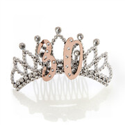 Rose Gold 30 Plastic Tiara with Diamantes Pk 1