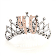 Rose Gold 40 Plastic Tiara with Diamantes Pk 1