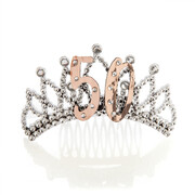 Rose Gold 50 Plastic Tiara with Diamantes Pk 1