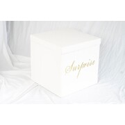 Unfolding Surprise Balloon Box White 51cm | Gold Script Surprise Reveal Box