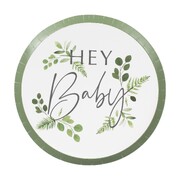 Ginger Ray Botanical Hey Baby Paper Plates (Pk 8)