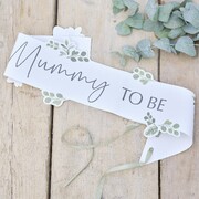Ginger Ray White & Sage Green Botanical Baby Mummy To Be Sash