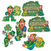 St Patricks Day Leprechaun Signs Cutouts Pk 6