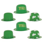 St Patrick's Day Plastic Derby Hat 3 Designs Pk 6