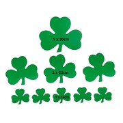 St Patricks Day Green Shamrock Cutouts 3 Sizes Pk 9
