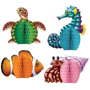 Sea Creatures Mini Honeycomb Centrepiece Decorations Pk 4