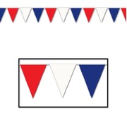 Jumbo Red White Blue Plastic Patriotic Pennant Bunting Banner