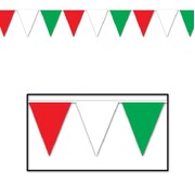 Jumbo Red White Green Plastic Pennant Bunting Banner