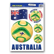 Australia Soccer Peel N Place Stickers – Removable World Cup Aussie Football Wall Decals Kangaroo Ball Design