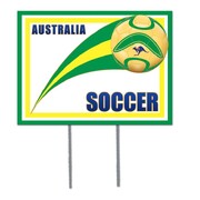 Australia Soccer Yard Sign Aussie Football Ball Whoosh Design – Outdoor Lawn Sign 29x40cm with Stakes