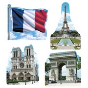 France French Landmarks Cardboard Cutout Decorations Pk 4