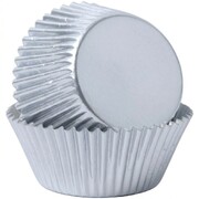 Bakette Silver Foil Baking Cups Large 50 Pack 50mm Base 30mm Height Greaseproof Cupcake Liners Oven Safe Muffin Cases