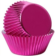 Bakette Hot Pink Foil Baking Cups Large 50 Pack 50mm Base 30mm Height Greaseproof Cupcake Liners Oven Safe Muffin Cases
