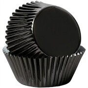 Bakette Black Foil Baking Cups Large 50 Pack 50mm Base 30mm Height Greaseproof Cupcake Liners Oven Safe Muffin Cases