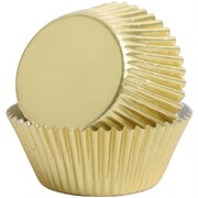Gold Foil Baking Cups Mini 50 Pack 32mm Base 21.5mm Height Bakette Cupcake Liners Greaseproof Oven Safe Mini Muffin Cases