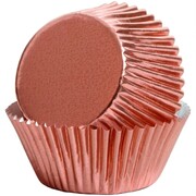 Bakette Rose Gold Foil Baking Cups Mini 50 Pack 32mm Base 21.5mm Height Greaseproof Cupcake Liners Oven Safe Mini Muffin Cases