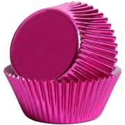 Bakette Hot Pink Foil Baking Cups Mini 50 Pack 32mm Base 21.5mm Height Greaseproof Cupcake Liners Oven Safe Mini Muffin Cases