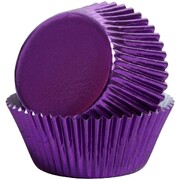 Bakette Purple Foil Baking Cups Mini 50 Pack 32mm Base 21.5mm Height Greaseproof Cupcake Liners Oven Safe Mini Muffin Cases