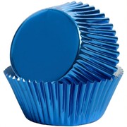 Bakette Royal Blue Foil Baking Cups Mini 50 Pack 32mm Base 21.5mm Height Greaseproof Cupcake Liners Oven Safe Mini Muffin Cases