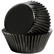 Bakette Black Foil Baking Cups Mini 50 Pack 32mm Base 21.5mm Height Greaseproof Cupcake Liners Oven Safe Mini Muffin Cases