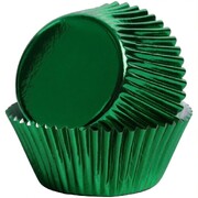 Bakette Green Foil Baking Cups Mini 50 Pack 32mm Base 21.5mm Height Greaseproof Cupcake Liners Oven Safe Christmas Mini Muffin Cases