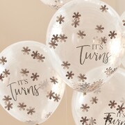 Ginger Ray It's Twins Rose Gold Floral Confetti Latex Balloons 30cm (Pk 5)