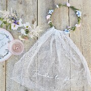 Ginger Ray Boho Bride Floral Crown with Bride To Be Veil