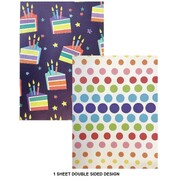 Birthday Cake & Dots Double Sided Gift Wrap 1 Sheet