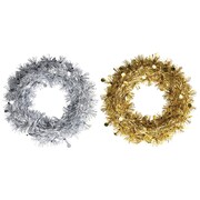 Assorted Christmas Tinsel Wreath (23cm) Pk 2 
