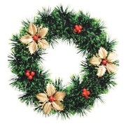Green Christmas Wreath with Berries 23cm (Pk 1)