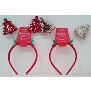 Christmas Assorted Reversible Sequin Tree Bopper Headband Pk 2 