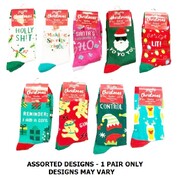 Adult Assorted Novelty Christmas Socks One Size (Pk 1)