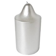 Metallic Silver Pillar Candle 7x13cm (Pk 1)