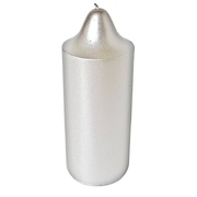 Metallic Silver Pillar Candle 7x18cm (Pk 1)