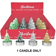 Assorted Christmas Tree Tealight Candles (Pk 1)