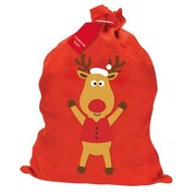 Red Felt Rudolph Christmas Santa Sack 60x50cm