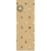 Kraft Gold Christmas Trees Wine Gift Bottle Bag