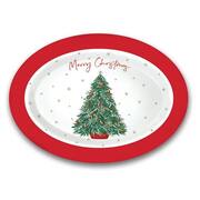 Christmas Tree Baubles Oval Melamine Tray 35x26cm