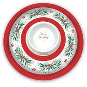 Christmas Holly Melamine Chip & Dip Platter Tray 31cm