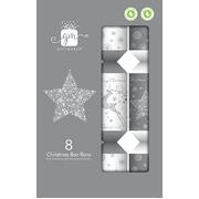 Silver & White Reindeer & Stars Christmas Bon Bons 12in Pk 8