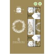 Cream & Gold Tree & Wreath Christmas Bon Bons 12in Pk 8