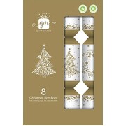 Gold & Cream Tree & Wreath Christmas Bon Bons 12in Pk 8