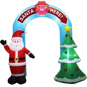 Inflatable Archway Christmas Decoration With LED Lights Santa Stop Here 248cm