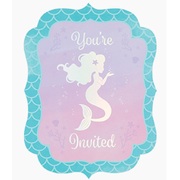 Mermaid Shine Iridescent Invitations & Envelopes (Pk 8)